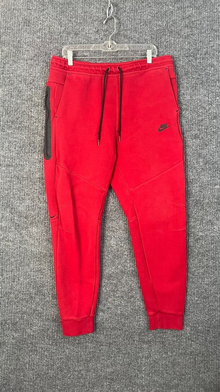 Nike Tech Fleece Jogger Pants Mens XL Red Drawstring Pockets Athleisure Lounge